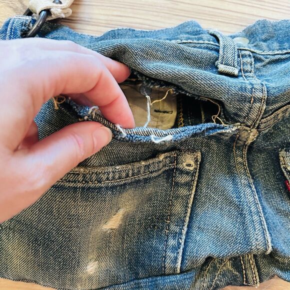 Levi's Vintage Jeans Purse Boho Bag Distressed Big E Denim - Picture 9 of 16